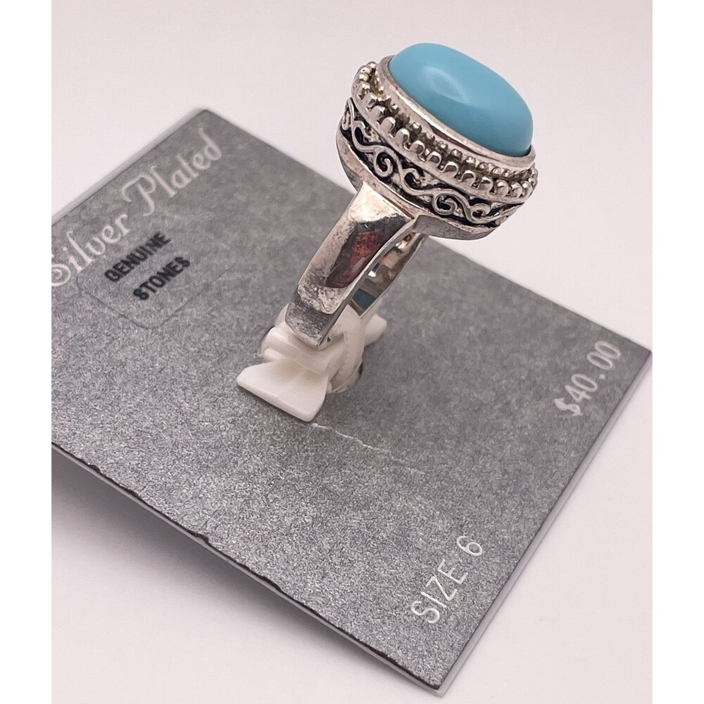 Southwestern Fine Silver Plated Size 6 Faux Turqouise Kohl’s Ring New with Tags